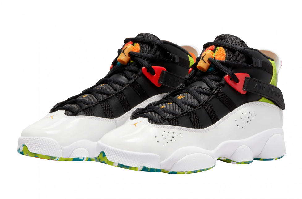 Jordan 6 Rings GS Black White Neon - Image 2