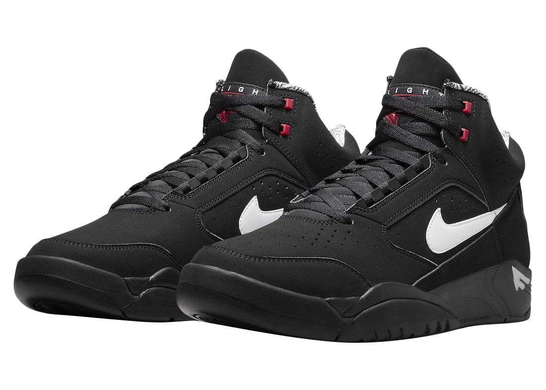 Nike Air Flight Lite Mid Black White Varsity Red - Image 2