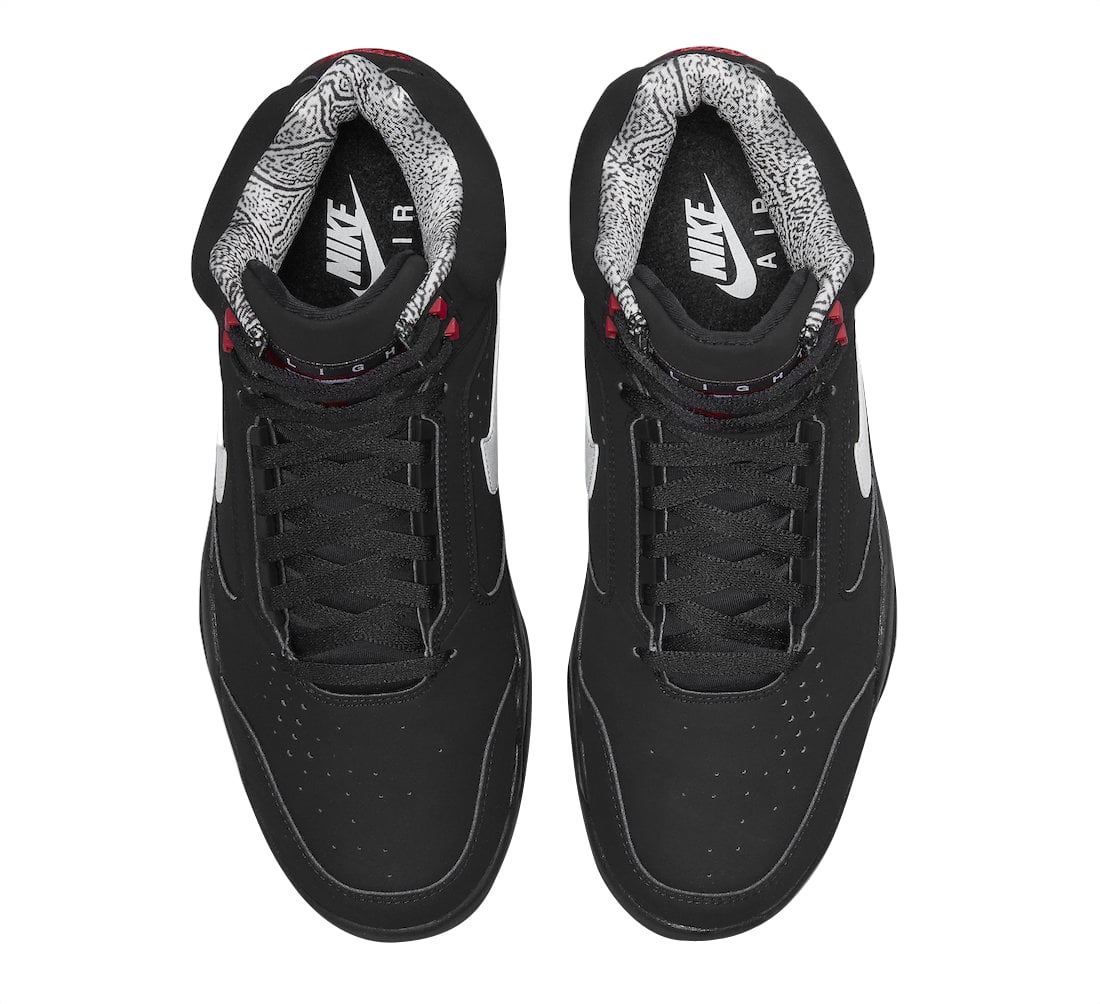 Nike Air Flight Lite Mid Black White Varsity Red - Image 4