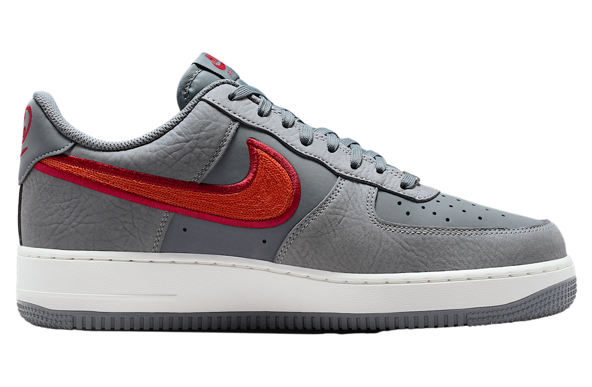 Nike Air Force 1 07 Lv8 Cool Grey / Team Crimson - Image 3