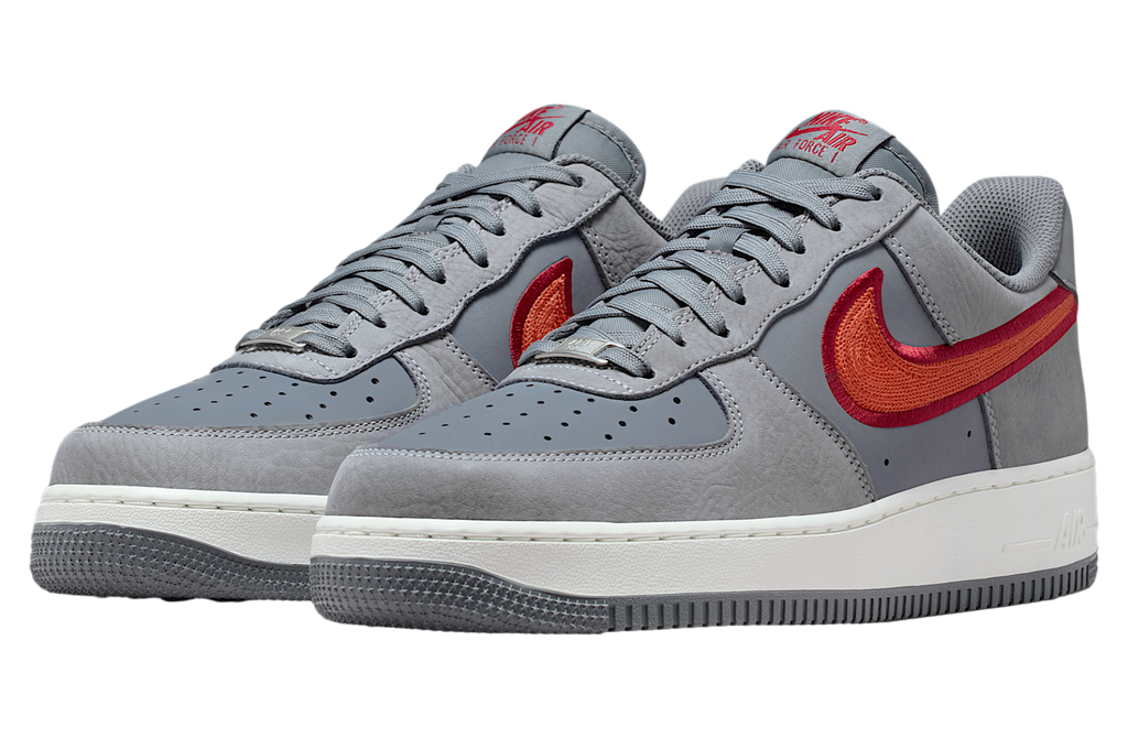 Nike Air Force 1 07 Lv8 Cool Grey / Team Crimson - Image 5