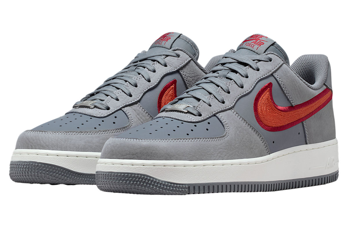 Nike Air Force 1 07 Lv8 Cool Grey / Team Crimson - Image 5