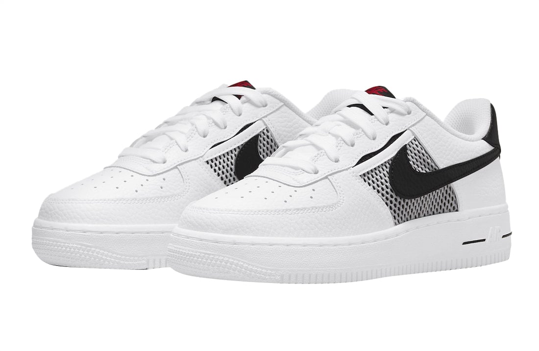 Nike Air Force 1 Low GS Mesh Pocket White Black - Image 2
