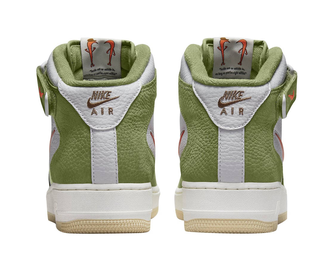 Nike Air Force 1 Mid Olive Green Total Orange - Image 4