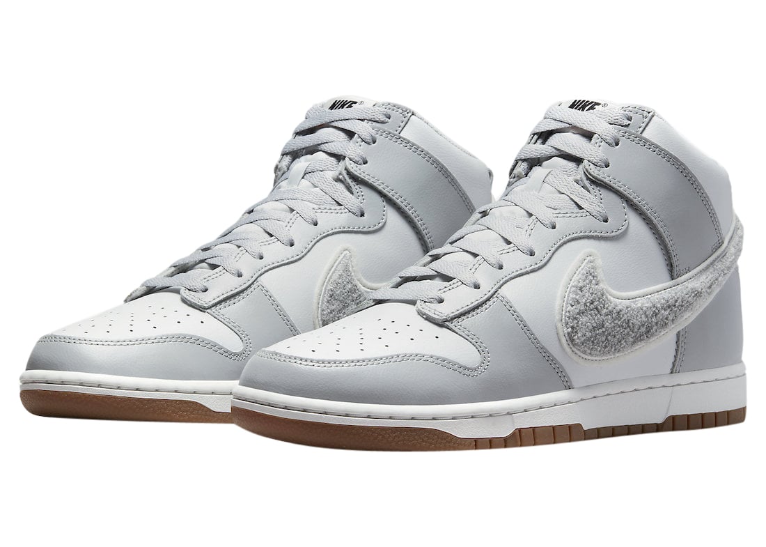 Nike Dunk High Chenille Swoosh White Grey - Image 2