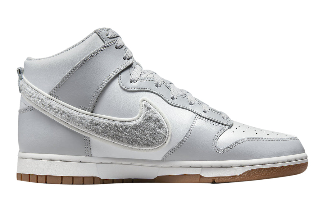 Nike Dunk High Chenille Swoosh White Grey - Image 3