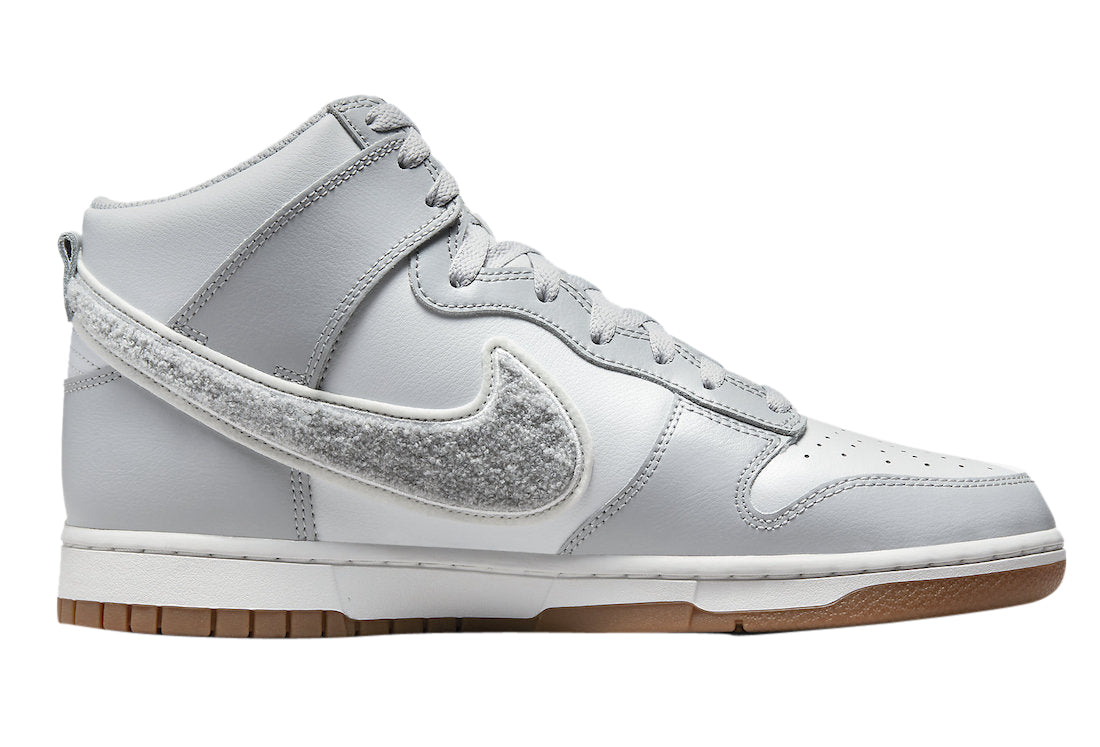 Nike Dunk High Chenille Swoosh White Grey - Image 3