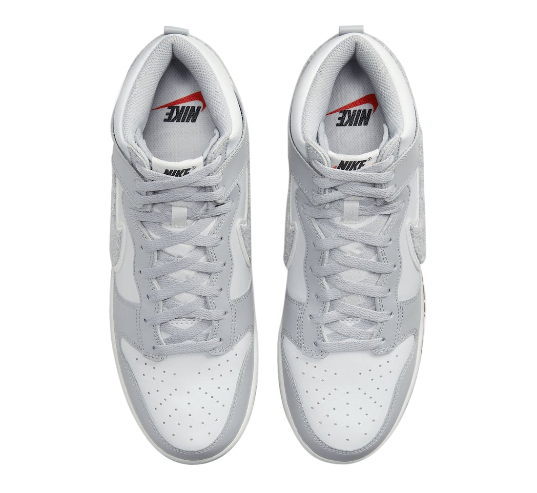 Nike Dunk High Chenille Swoosh White Grey - Image 4