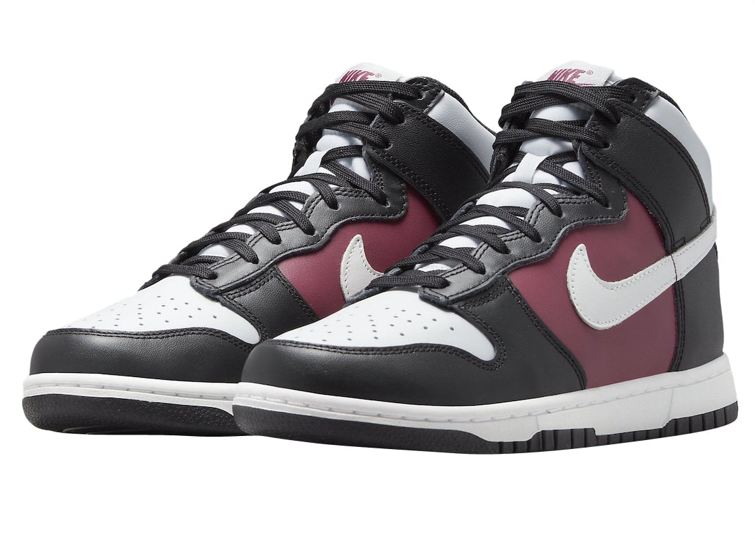 Nike Dunk High White Black Maroon - Image 2