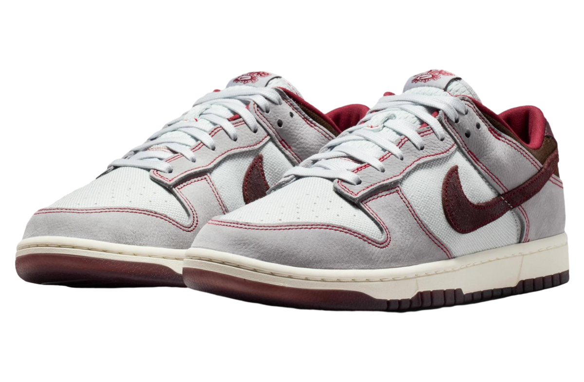 Nike Dunk Low Canvas Wolf Grey / Team Red - Image 4