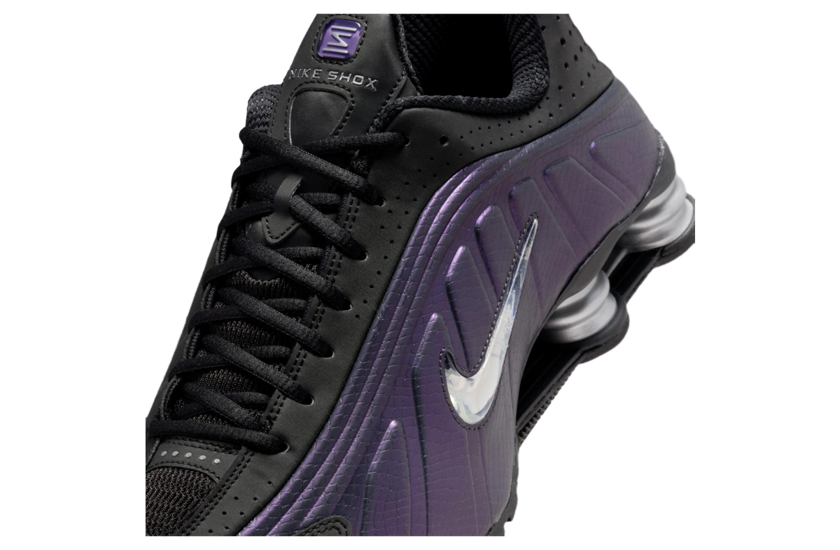 Nike Shox R4 Black / Metallic Silver / Purple Dynasty - Image 2