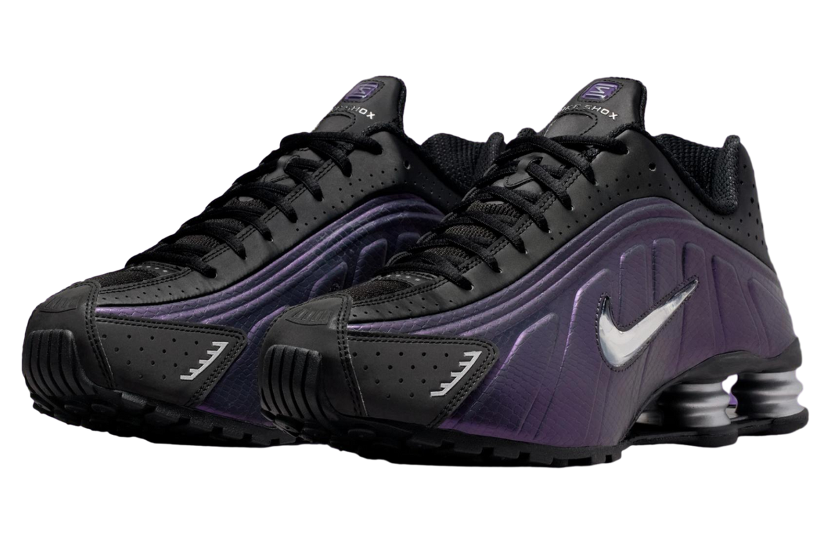 Nike Shox R4 Black / Metallic Silver / Purple Dynasty - Image 3
