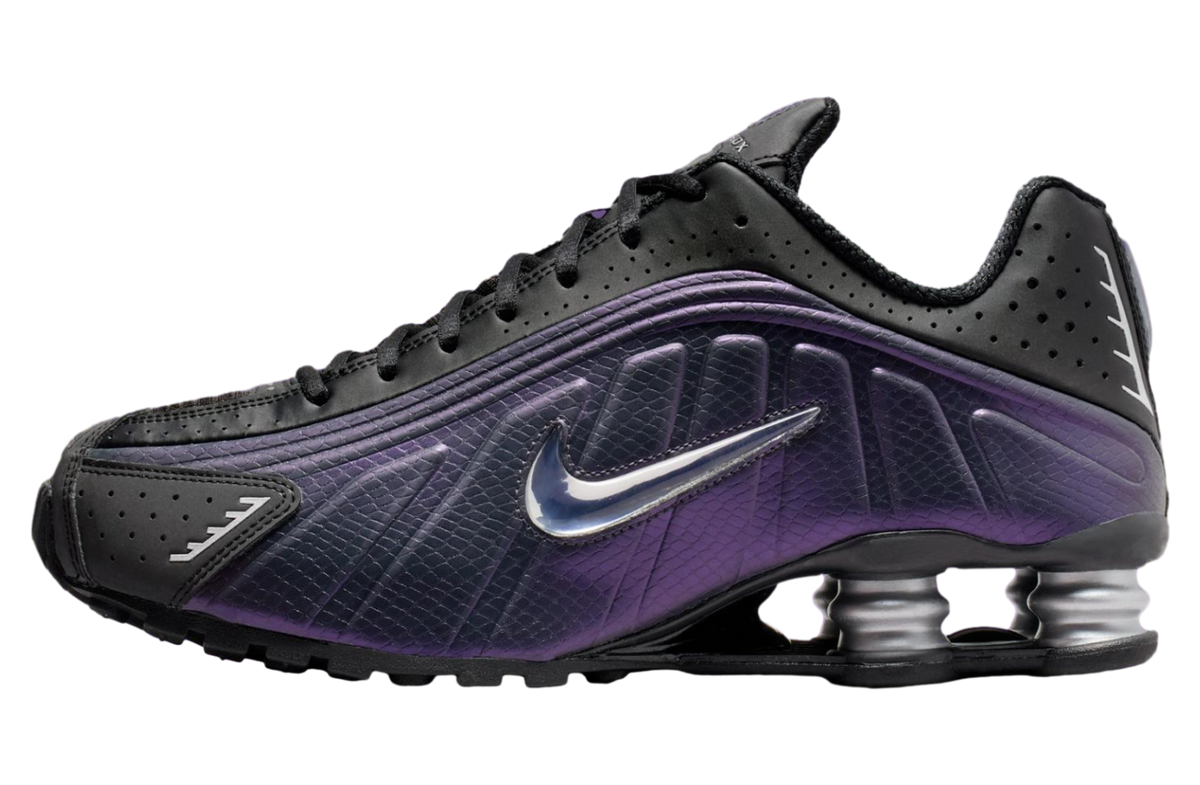 Nike Shox R4 Black / Metallic Silver / Purple Dynasty - Image 4