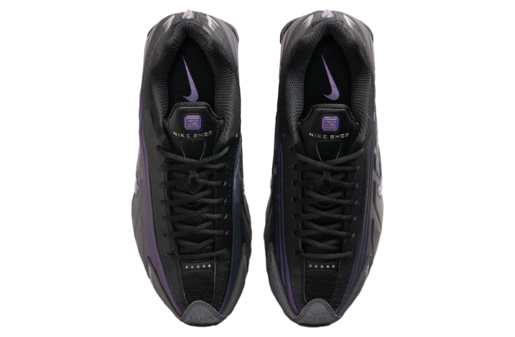 Nike Shox R4 Black / Metallic Silver / Purple Dynasty - Image 6
