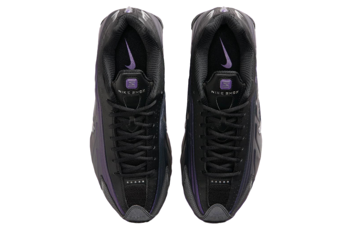 Nike Shox R4 Black / Metallic Silver / Purple Dynasty - Image 6