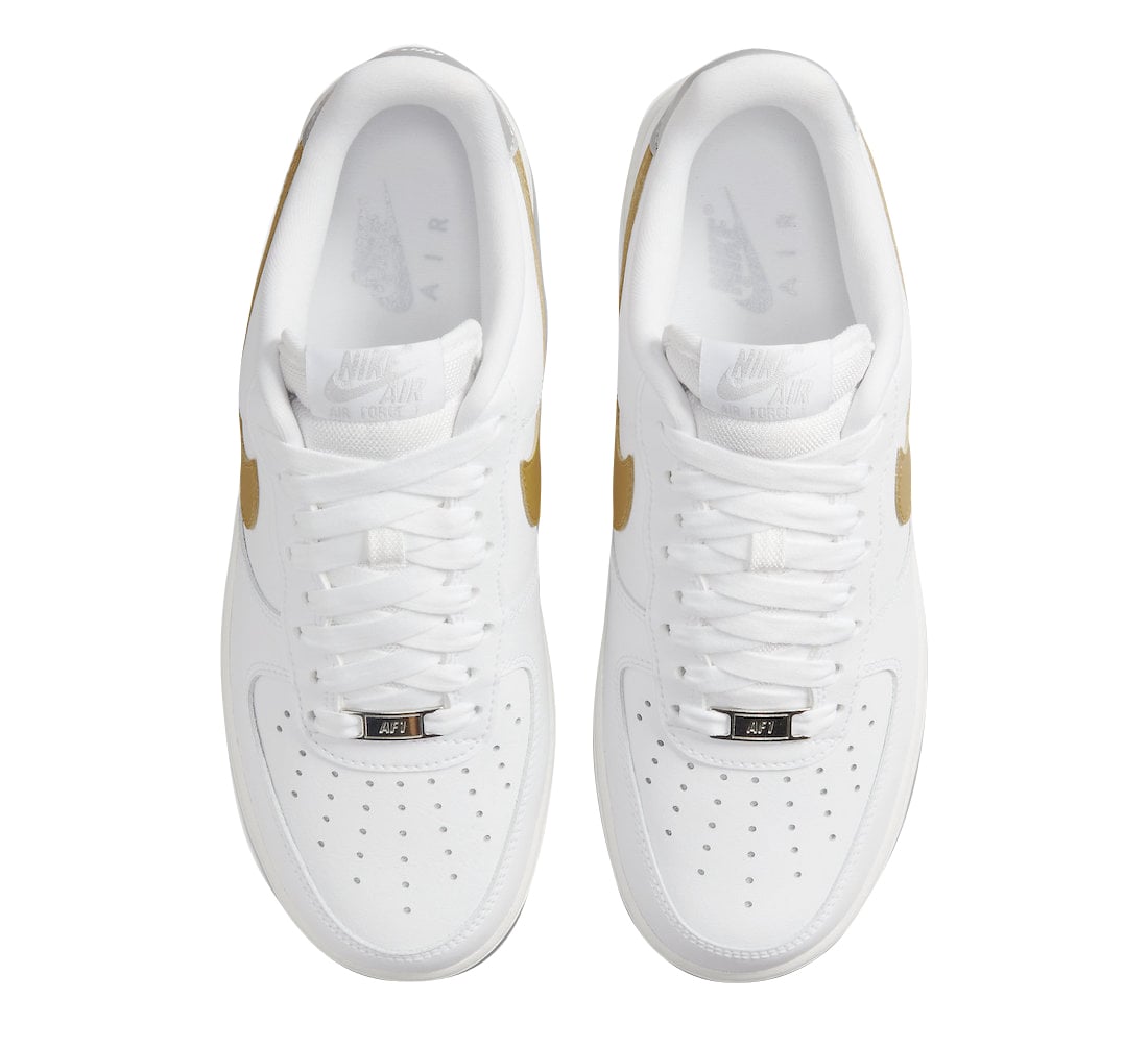 Nike WMNS Air Force 1 Low White Gold Silver - Image 4