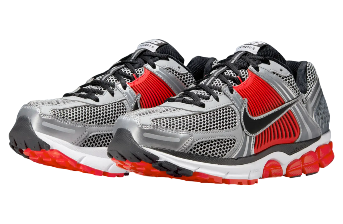 Nike Zoom Vomero 5 Metallic Silver / Bright Crimson - Image 2