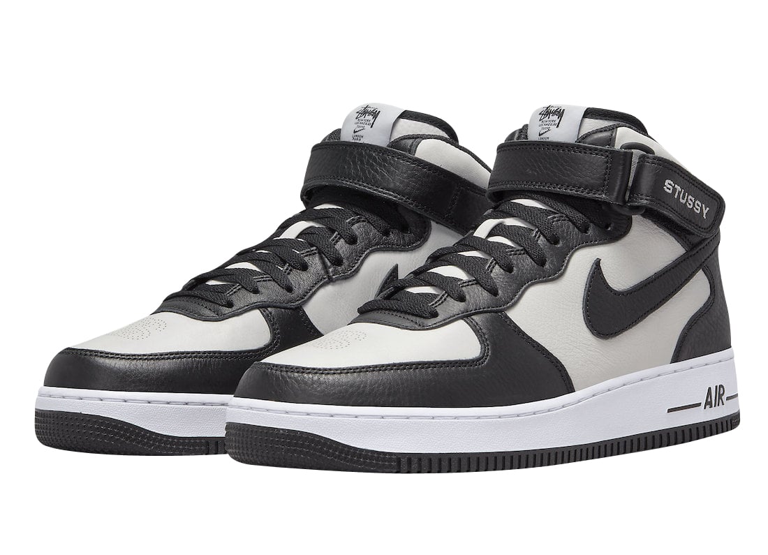Stussy x Nike Air Force 1 Mid White Black - Image 2