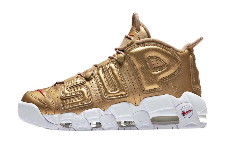Supreme x Nike Air More Uptempo Metallic Gold - Image 2