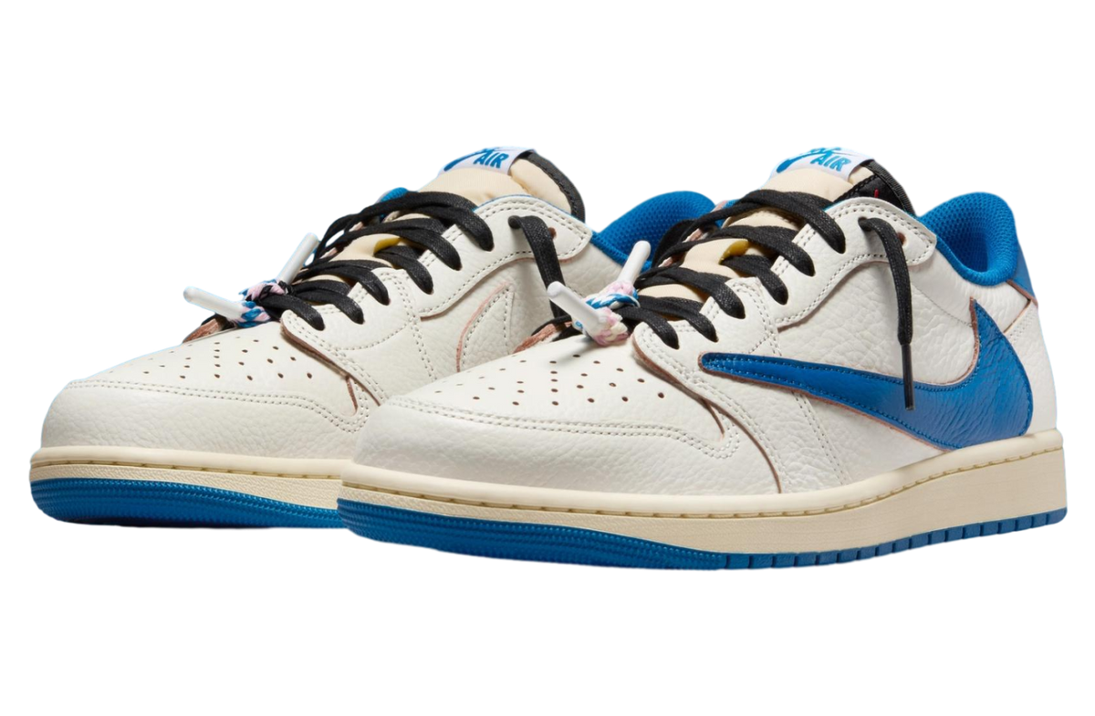 Travis Scott x Fragment Air Jordan 1 Low Sail / Military Blue - Image 2