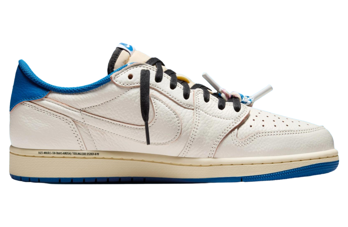 Travis Scott x Fragment Air Jordan 1 Low Sail / Military Blue - Image 3