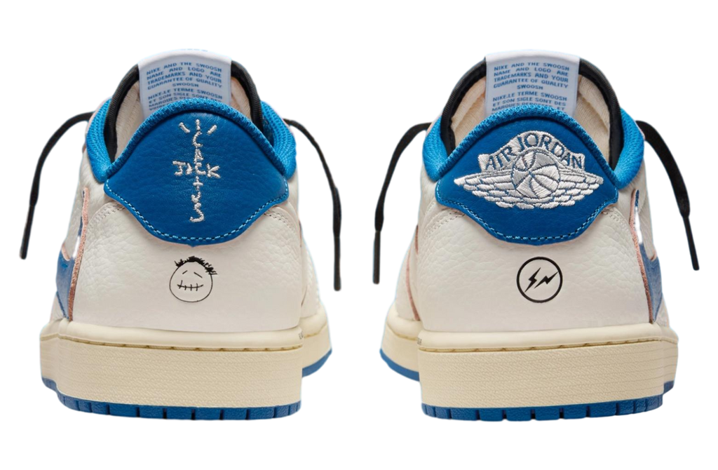 Travis Scott x Fragment Air Jordan 1 Low Sail / Military Blue - Image 4