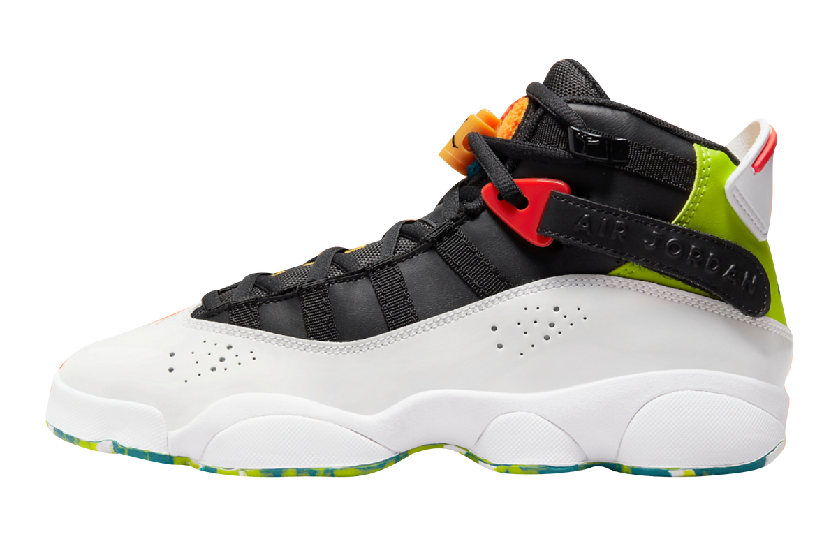 Jordan 6 Rings GS Black White Neon