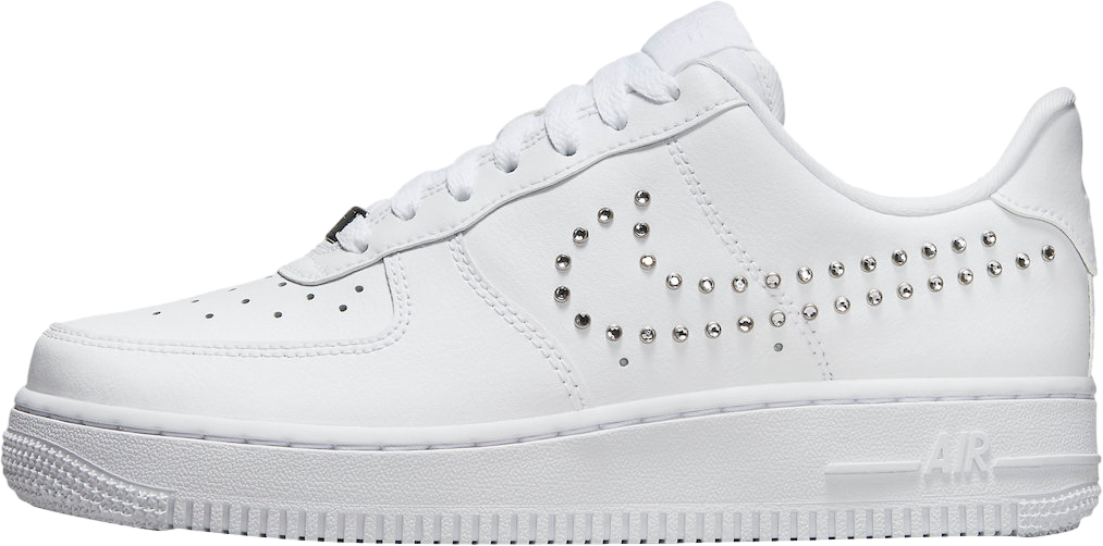 Nike WMNS Air Force 1 Low Stud Swoosh White Metallic Silver
