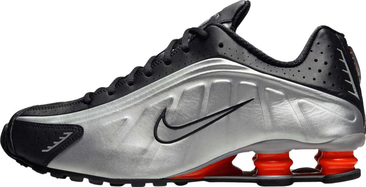 The Nike Shox R4 Metallic Silver / Red